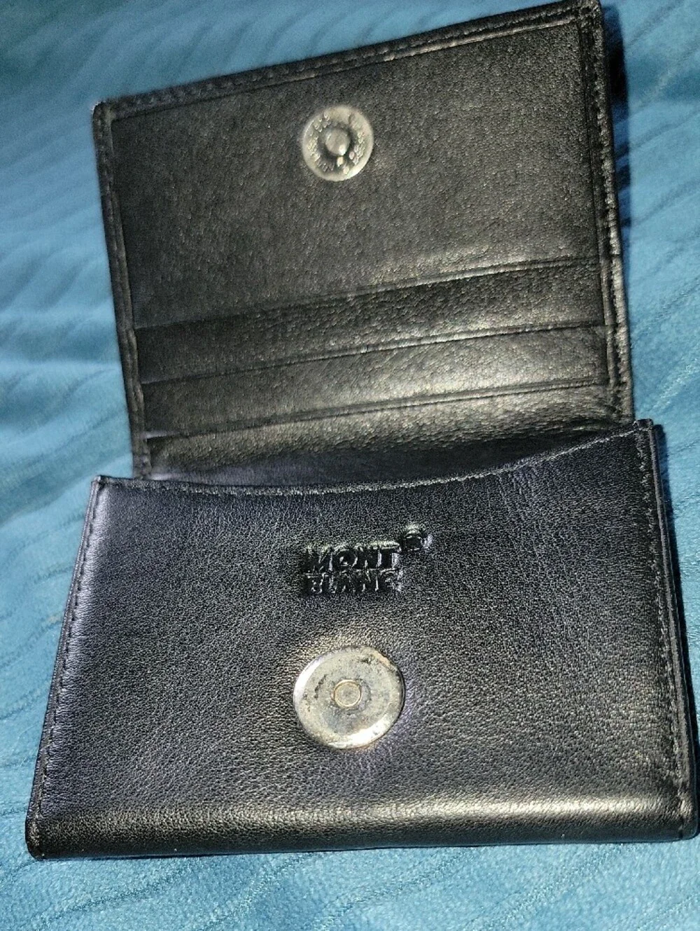 Montblanc Black Leather Bifold Wallet with White Star Emblem